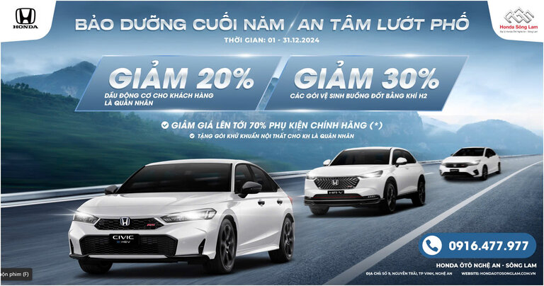 BẢO DƯỠNG CUỐI NĂM - AN TÂM LƯỚT PHỐ CÙNG HONDA SÔNG LAM