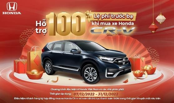 Chương Trình Hỗ Trợ 100% Lệ Phí Trước Bạ Khi Mua Xe Honda CR-V Từ 01/12/2022 Đến Hết 31/12/2022