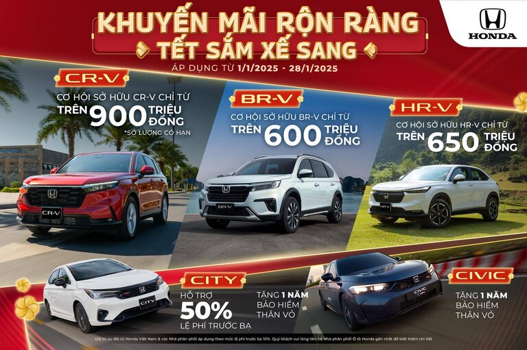 Chương trình khuyến mãi các dòng xe Honda tháng 01/2025