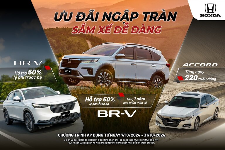 CHƯƠNG TRÌNH KHUYẾN MÃI CÁC DÒNG XE HONDA THÁNG 10/2024 :  ƯU ĐÃI NGẬP TRÀN- SẮM XẾ DỄ DÀNG