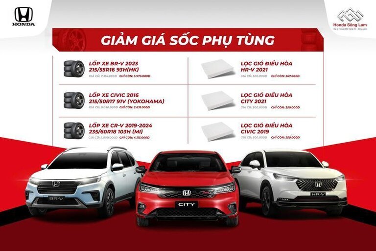 CHƯƠNG TRÌNH KHUYẾN MÃI PHỤ TÙNG GIÁ SỐC TẠI HONDA  ÔTÔ SÔNG LAM - NGHỆ AN:  CHĂM SÓC XẾ YÊU - ƯU ĐÃI ĐẶC BIỆT