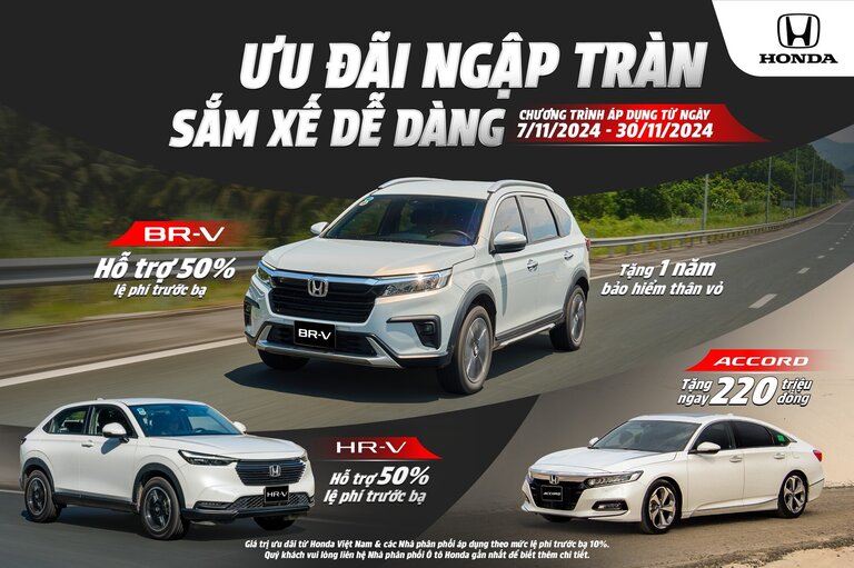 CHƯƠNG TRÌNH KHUYẾN MÃI XE HONDA THÁNG 11/2024